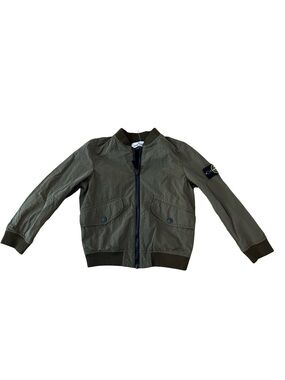 Stone Island Junior Olive Green Bomber Puffer Lightweight Lined Jacket Sz 6